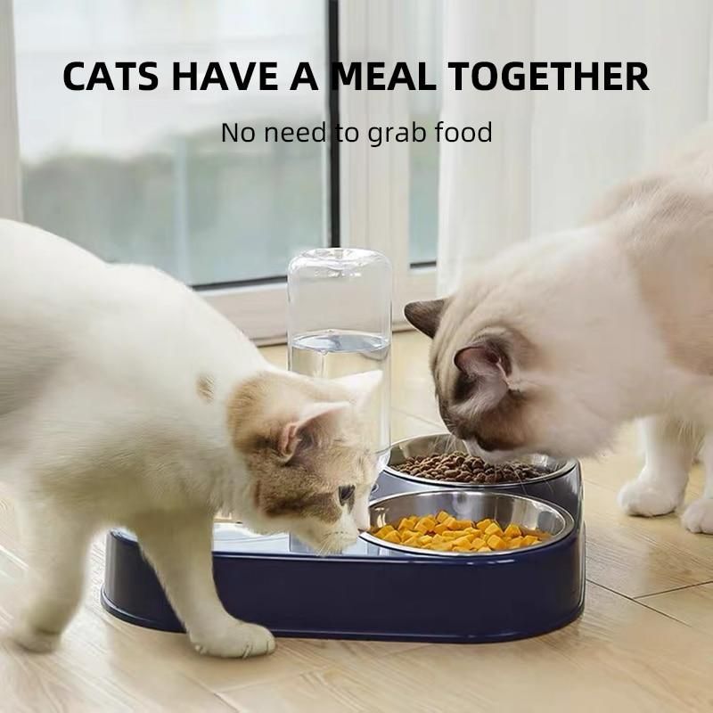 Pet Cat Bowl Automatic Dog Feeder 500ML Dog Water Bottle Cat Food Bowl Pet Stainless Steel Double Bowl 3 Bowls Cat Accessories
