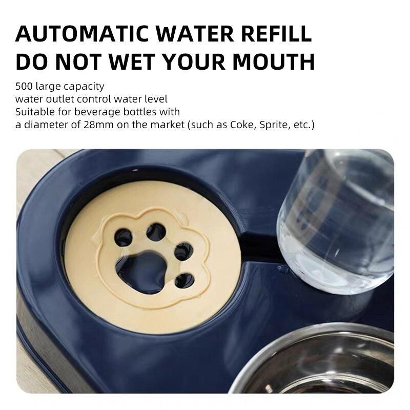 Pet Cat Bowl Automatic Dog Feeder 500ML Dog Water Bottle Cat Food Bowl Pet Stainless Steel Double Bowl 3 Bowls Cat Accessories