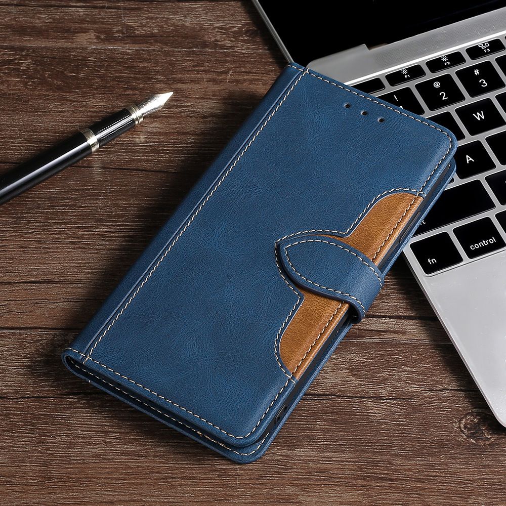 Oppo A15 Case Leather Wallet Phone Case Flip Cover - Blue