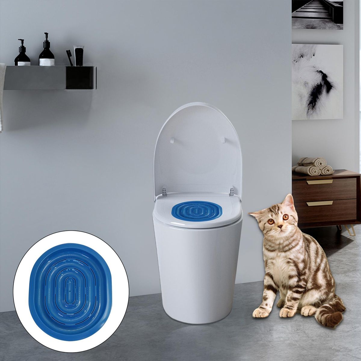 Professional Pet Cat Toilet Seat Training Potty Potty Blue