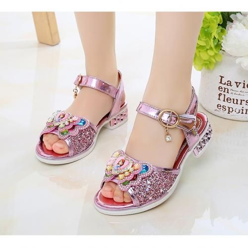 Kids Girls Lovely Shiny Sandals-Pink