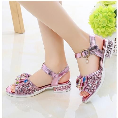 Kids Girls Lovely Shiny Sandals-Pink