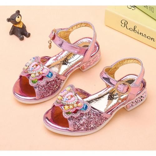 Kids Girls Lovely Shiny Sandals-Pink