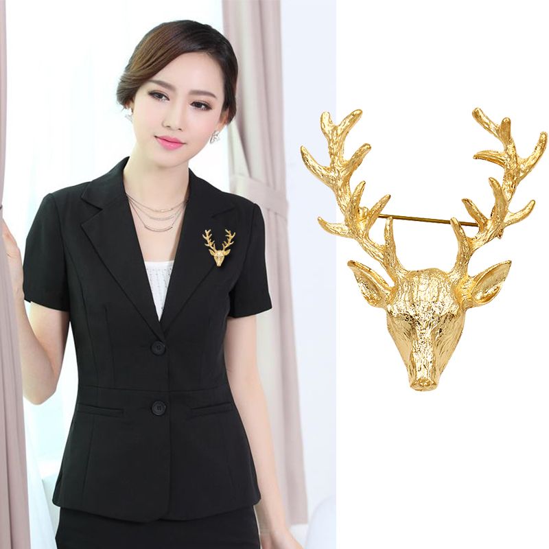 Men And Women Tie Pins Badge Alloy Elk Head Brooch Christmas