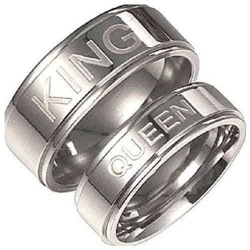 2pc. King Queen Stainless Steel Silver Tone Wedding Ring Band