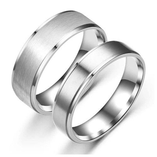 2pc. King Queen Stainless Steel Silver Tone Wedding Ring Band