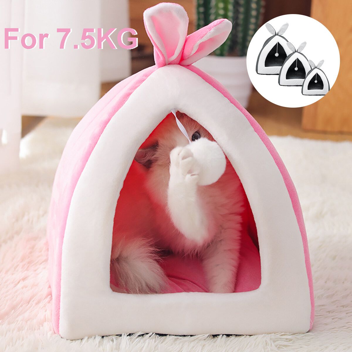 Cat House Closed Folding Cat Villa Net Nest Cat Sleeping Bag Four Seasons Universal Kennel And Fence Winter Warm Wool Puppy House Grey