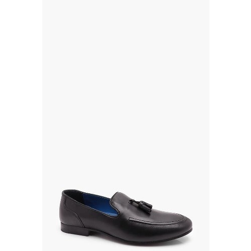 Leather Tassel Loafers - Black