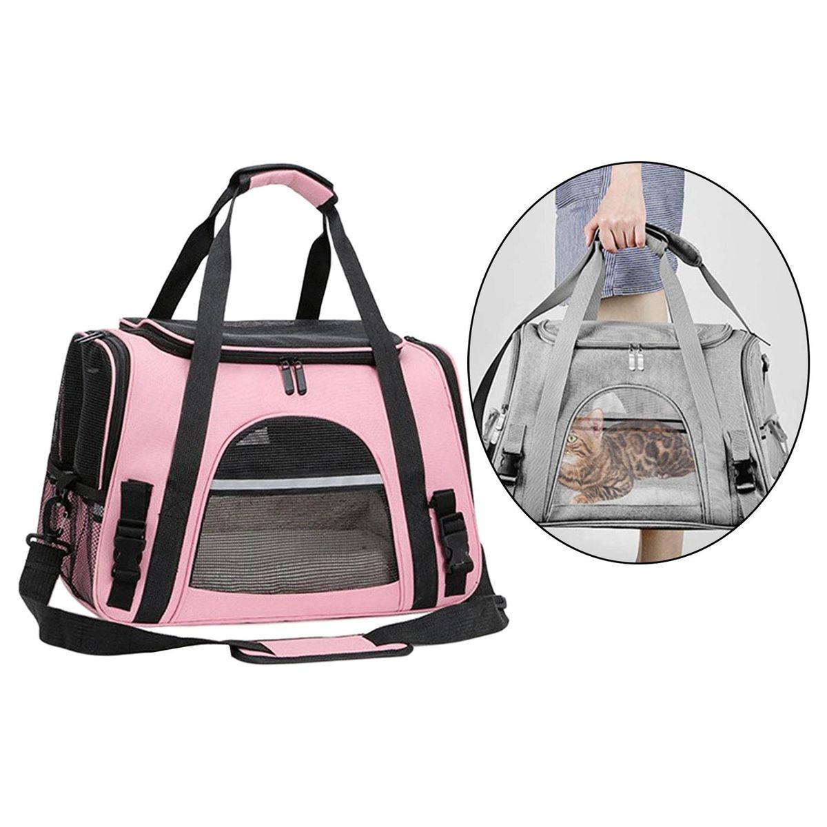 Soft Pet Carrier Transport Bag Mesh Carrying Box Travel Bag Cage Pink