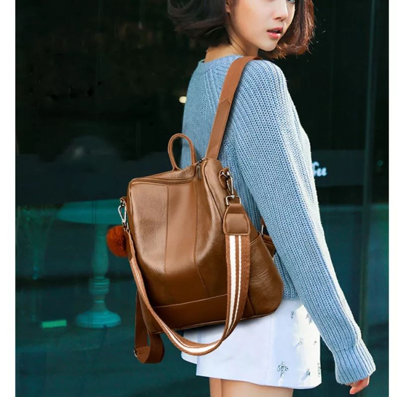 Women High Quality Fashion Soft Leather Backpack Bag