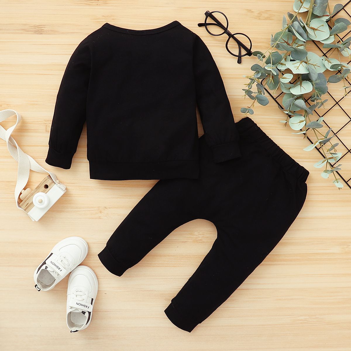 MINI BOSS Baby Boys Fashion Long Sleeves Outfit Set -Black