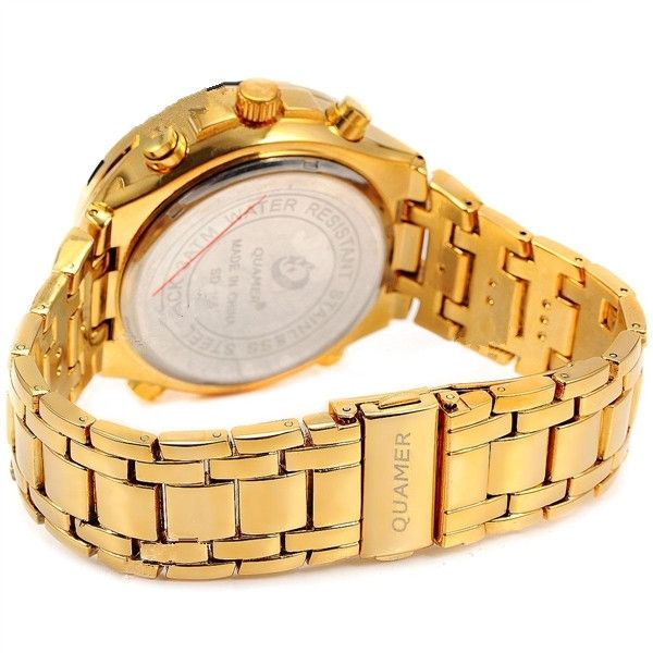QUAMER 165 Waterproof LED Electronic Digital Stainless Steel Men Watch