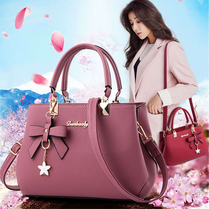 Leather Handbag Shoulder Bag Messenger Satchel Tote Women-Ruby Red