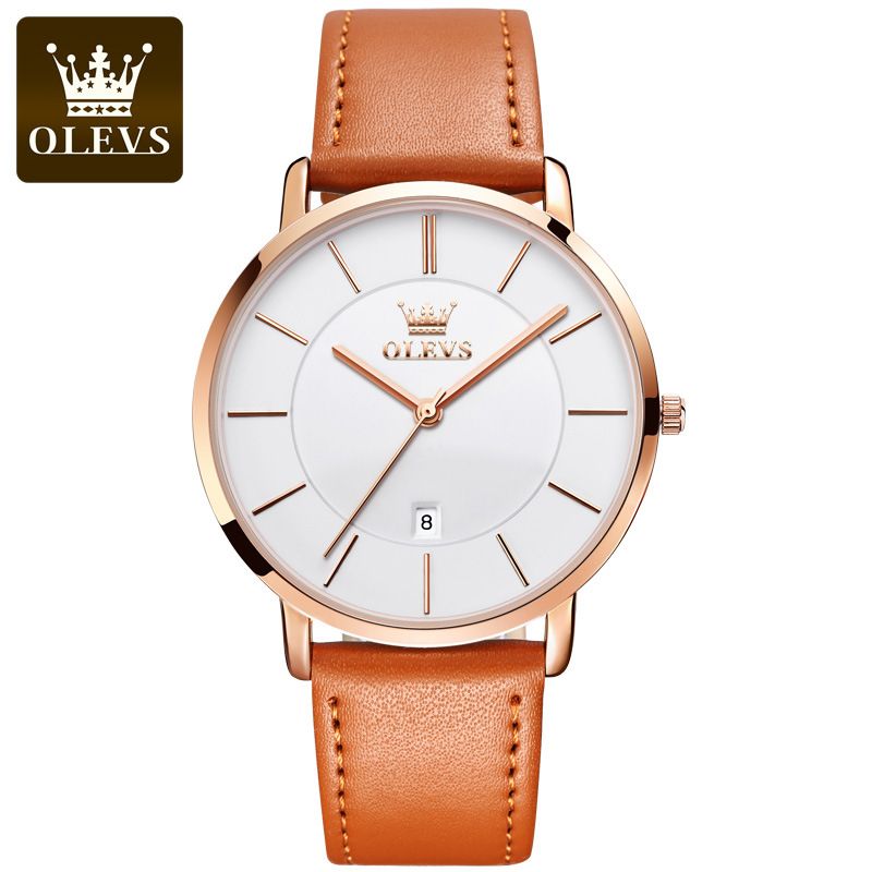 Men Ultra Thin Quartz Watch Luxury Wrist Watches Business Leather Watches Rose Waterproof  -Gold
