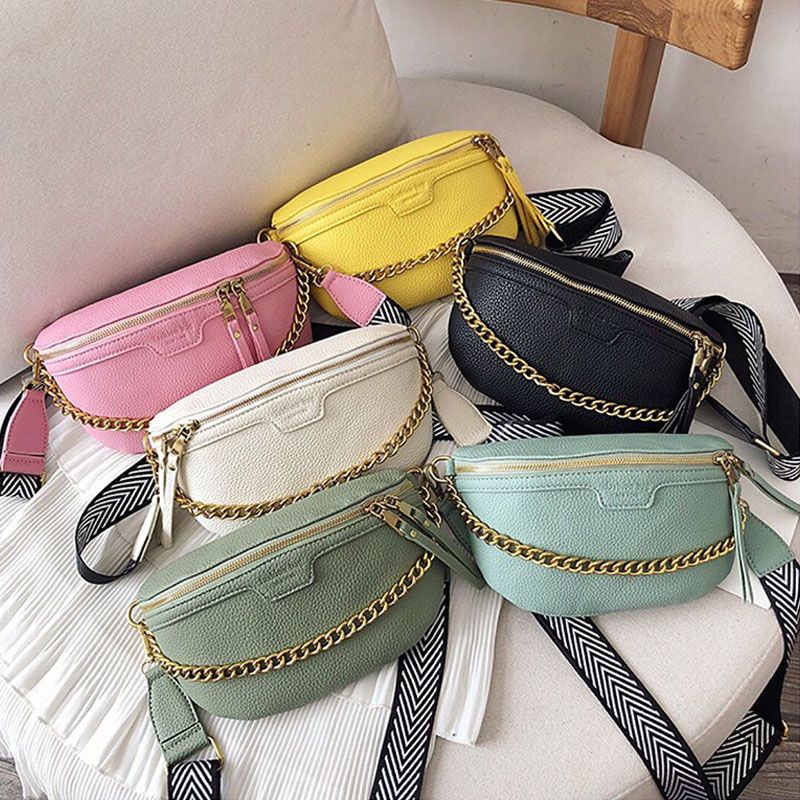Women Waist Bag Pu Leather Chain Belt Bags Fanny Pack Brand Designer Pajama Sets