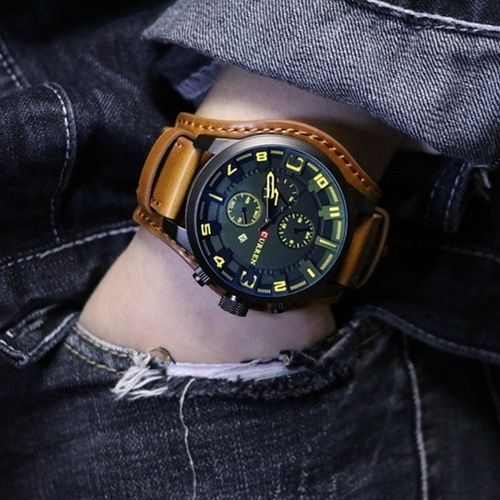 Men's Sport Watch Leather Strap Fashion Watch Quartz Watch