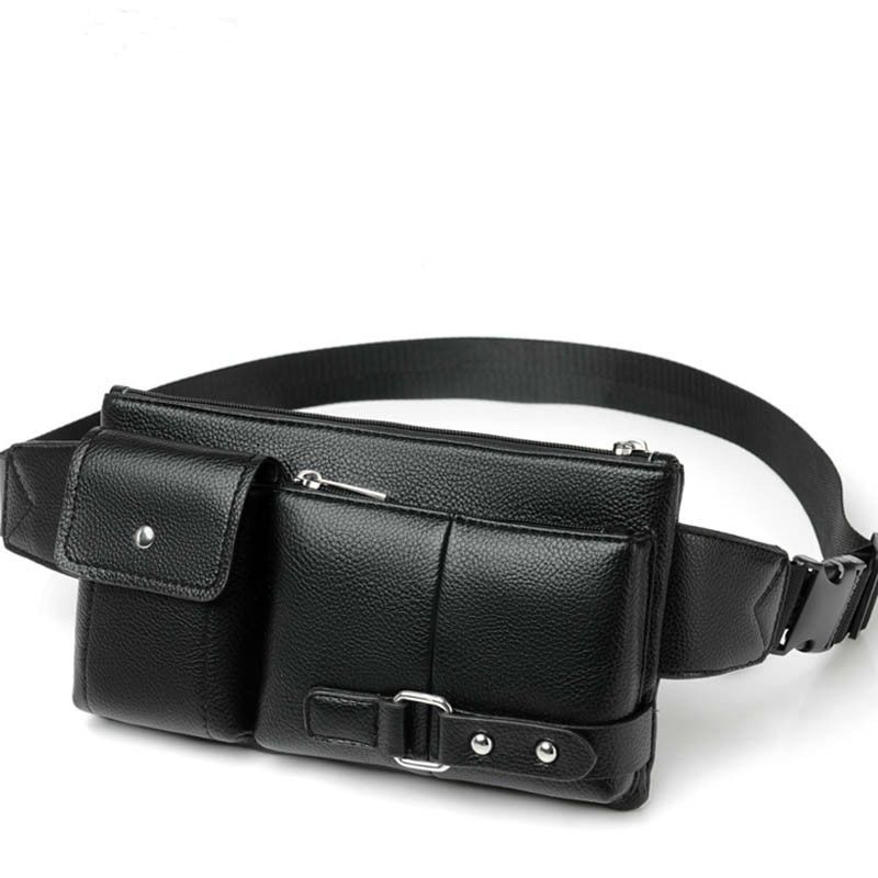 Universal Outdoor Men Shoulder Messenger Bags Retro Men Waist Bag, Size: L (27cm X 15cm X 1cm) (Black)