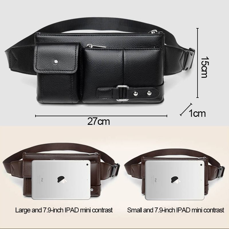 Universal Outdoor Men Shoulder Messenger Bags Retro Men Waist Bag, Size: L (27cm X 15cm X 1cm) (Black)