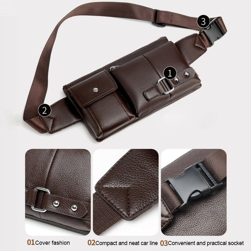 Universal Outdoor Men Shoulder Messenger Bags Retro Men Waist Bag, Size: L (27cm X 15cm X 1cm) (Black)