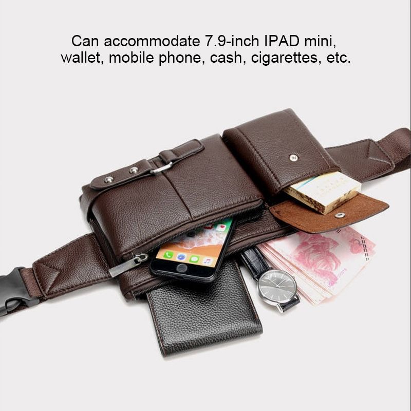 Universal Outdoor Men Shoulder Messenger Bags Retro Men Waist Bag, Size: L (27cm X 15cm X 1cm) (Black)