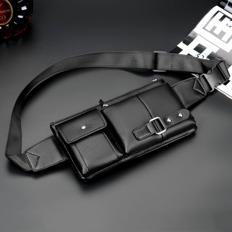 Universal Outdoor Men Shoulder Messenger Bags Retro Men Waist Bag, Size: L (27cm X 15cm X 1cm) (Black)