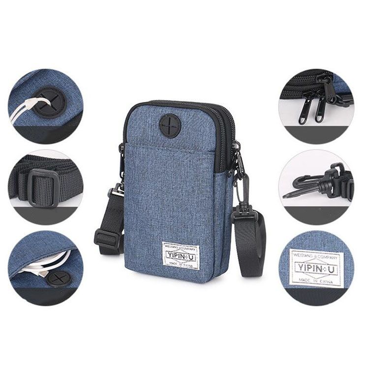 YIPINU Multifunctional Hanging Neck Mini Waterproof Mobile Phone Storage Bag(Dark Blue)