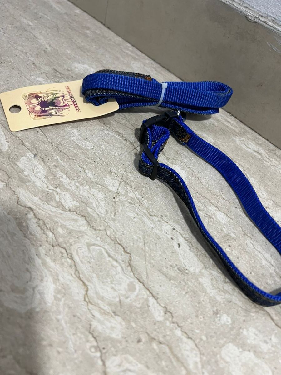 Denim Small Dog And Cat Leash And Collar