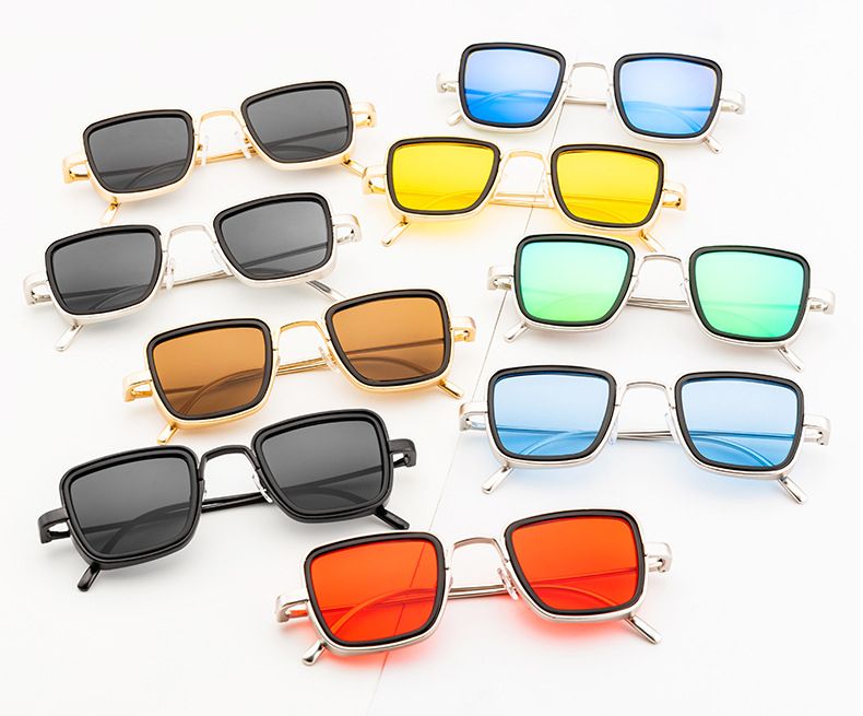 BOYSEEN New Indian Explosion Sunglasses Men Retro Thick Edge Metal Frame Trend Sunglasses 58157X