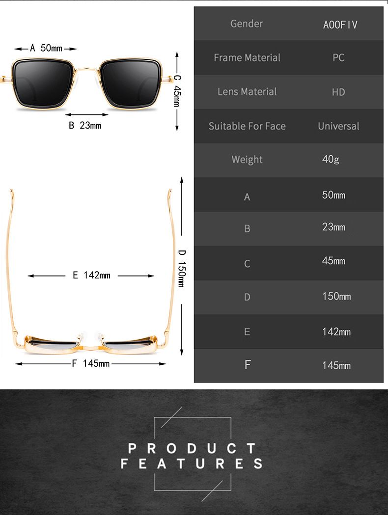 BOYSEEN New Indian Explosion Sunglasses Men Retro Thick Edge Metal Frame Trend Sunglasses 58157X
