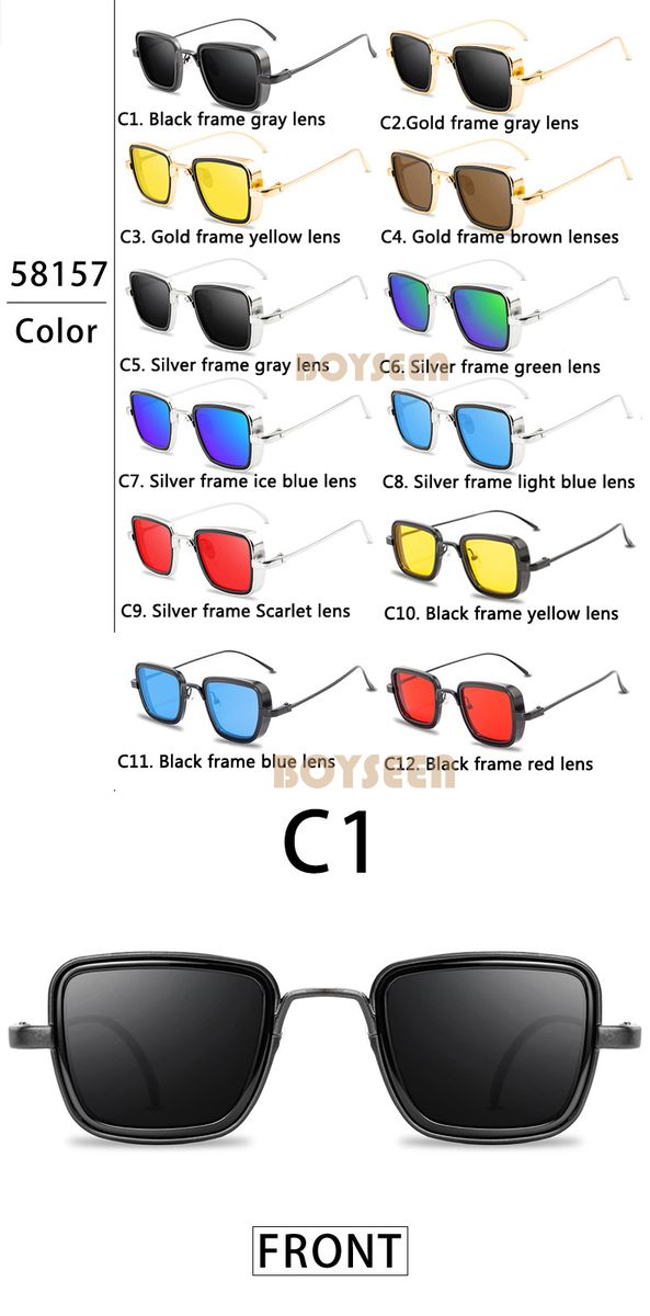 BOYSEEN New Indian Explosion Sunglasses Men Retro Thick Edge Metal Frame Trend Sunglasses 58157X