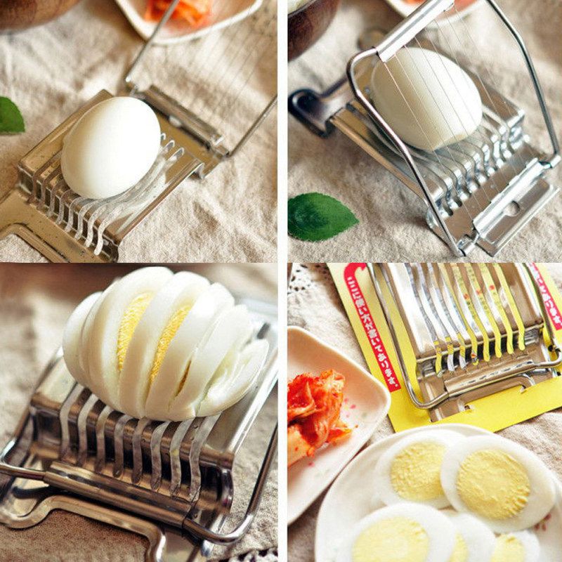 Household Stainless Steel Boiled Egg Slicer Section-Silver