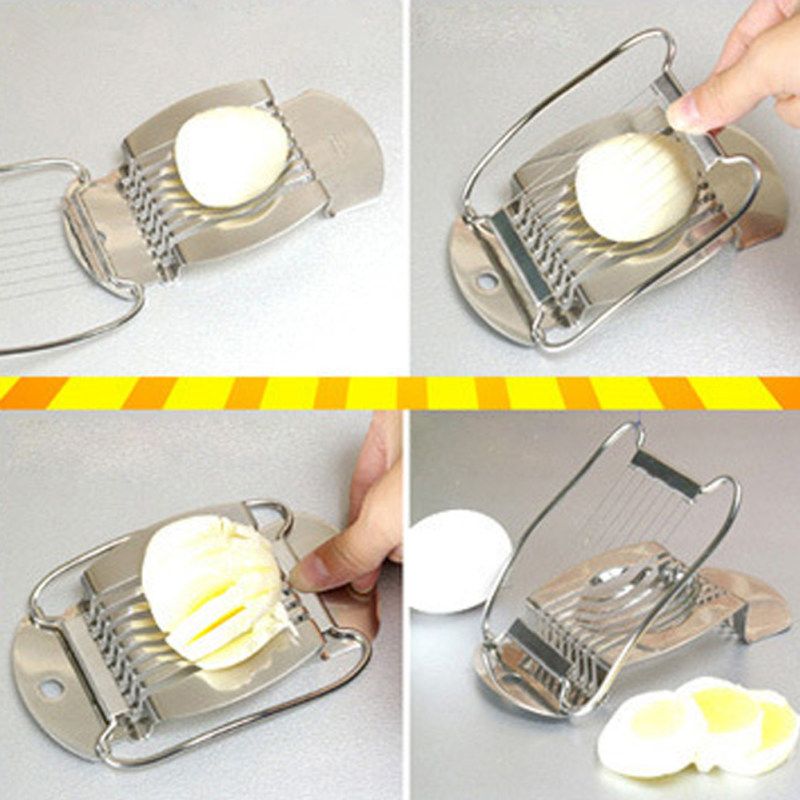 Household Stainless Steel Boiled Egg Slicer Section-Silver