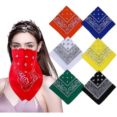 6pcs  Multidesign Bandana Scarf For  Head, Neck And Handkerchief.