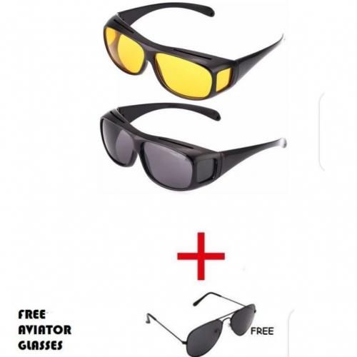 2in1 HD Vision Night Driving Eyeglass +Free Aviator Glasses