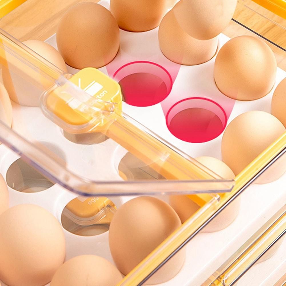 Kitchen Egg Box with Lid Refrigerator - Storage Yellow