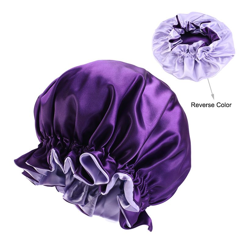 Women's Satin Reversible  Hair Bonnet Purple-Lilac
