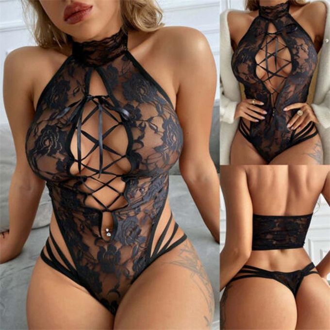 Ladies Sexy Cutout Pajamas - Black