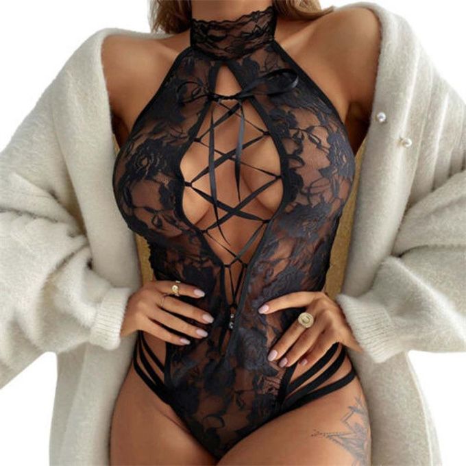 Ladies Sexy Cutout Pajamas - Black