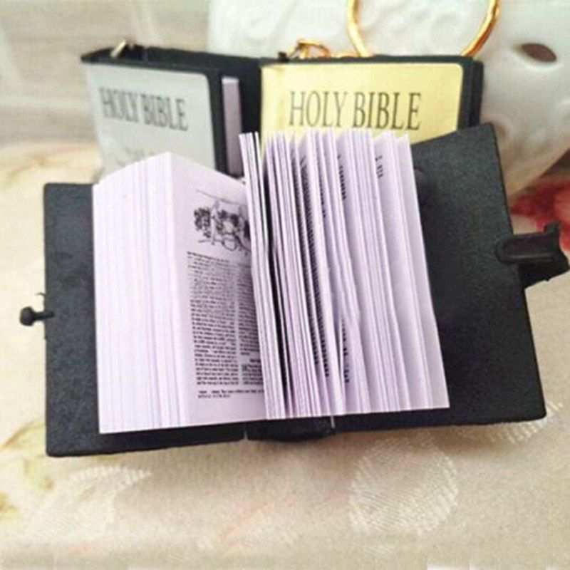 1Pc Christian Jesus HOLY BIBLE Mini Wallet Keychain Key-