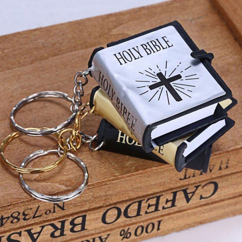 1Pc Christian Jesus HOLY BIBLE Mini Wallet Keychain Key-