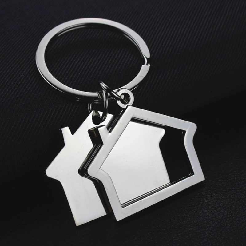Cabin Small House Hanging Pendant Keyring Key Holder-Silver