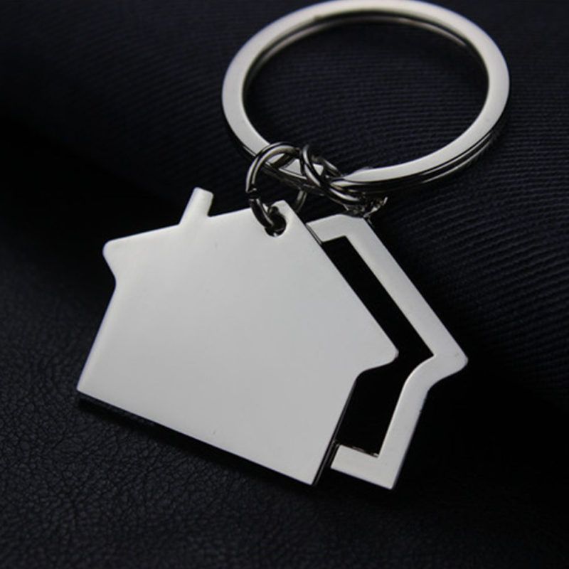 Cabin Small House Hanging Pendant Keyring Key Holder-Silver