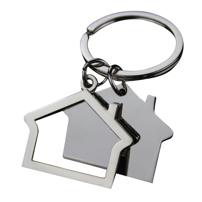Cabin Small House Hanging Pendant Keyring Key Holder-Silver