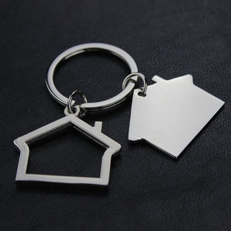 Cabin Small House Hanging Pendant Keyring Key Holder-Silver