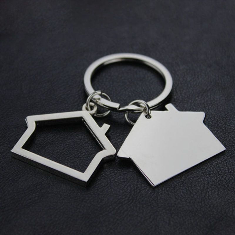 Cabin Small House Hanging Pendant Keyring Key Holder-Silver