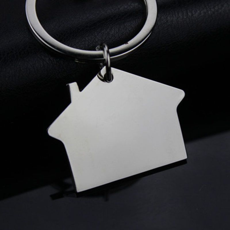 Cabin Small House Hanging Pendant Keyring Key Holder-Silver