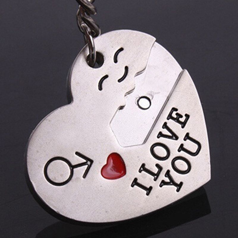 2Pcs/Set Couple Heart Key I Love You Letter Carved Matching-