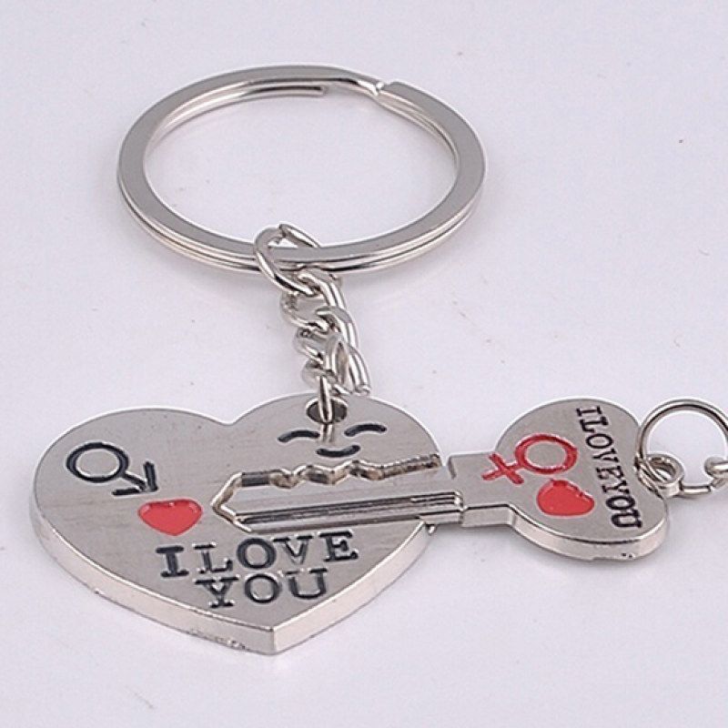2Pcs/Set Couple Heart Key I Love You Letter Carved Matching-