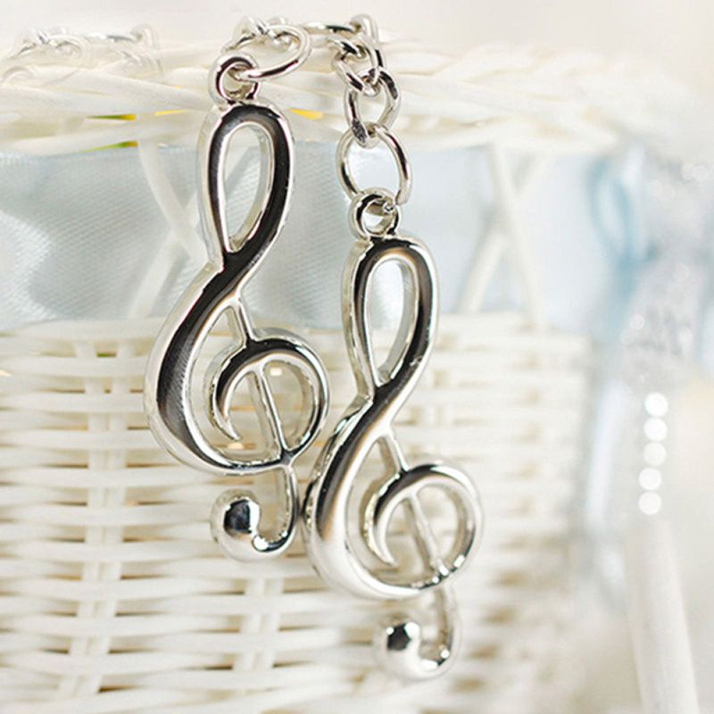 Unisex Alloy Music Note Pendant Keychain Keyring-