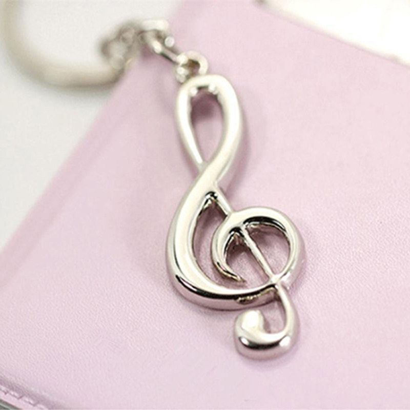 Unisex Alloy Music Note Pendant Keychain Keyring-